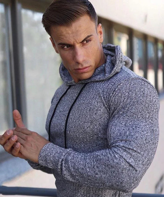 Spring Fashion Hooded Sweaters Men Casual Turtleneck Sweaters Slim Fit Sports Pullover
