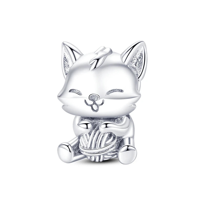 925 Sterling Silver Cute Pet Cat Dog Animal Beads Bracelet Charms