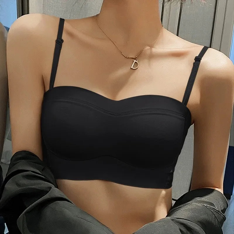 Seamless Women Tube Top Push Up Bandeau Bra Strapless