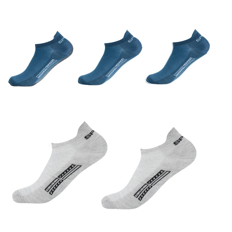 5 Pairs/Lot High Quality Men Ankle Socks Breathable Cotton Sports Mesh Casual Athletic Thin Cut Short Plus Size