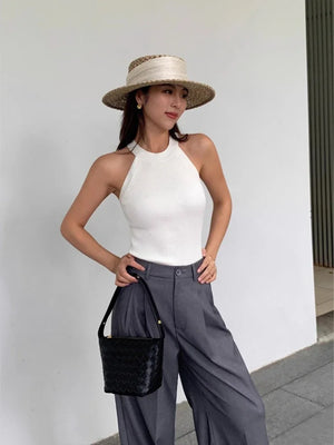 Summer Render Short Top Sexy Women Sleeveless Halter Tank Tops Solid Crop Vest Tops Wholesale