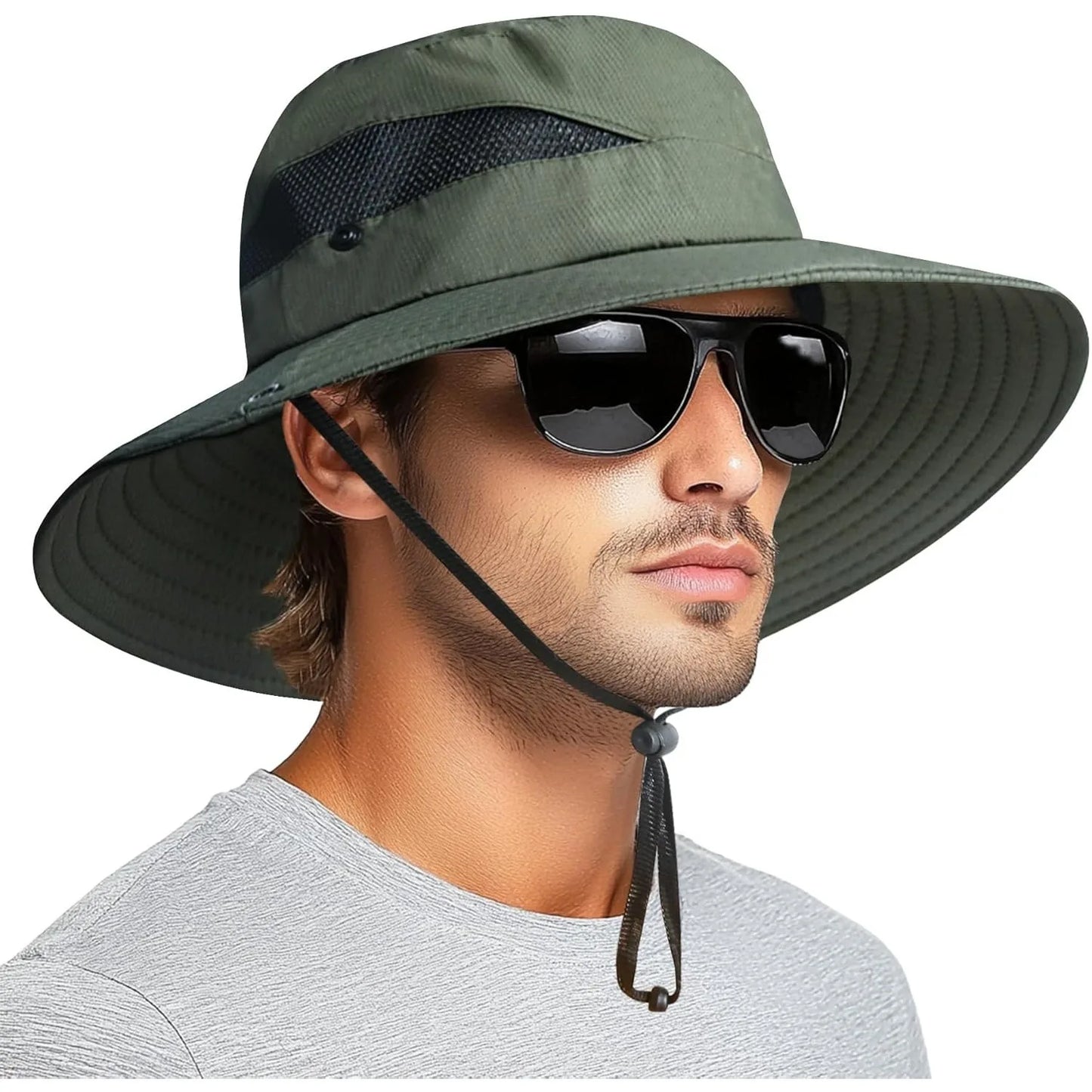 Sun Bucket Hat, male and female 3 "wide brimmed UPF 50+ bucket fishing and beach hat