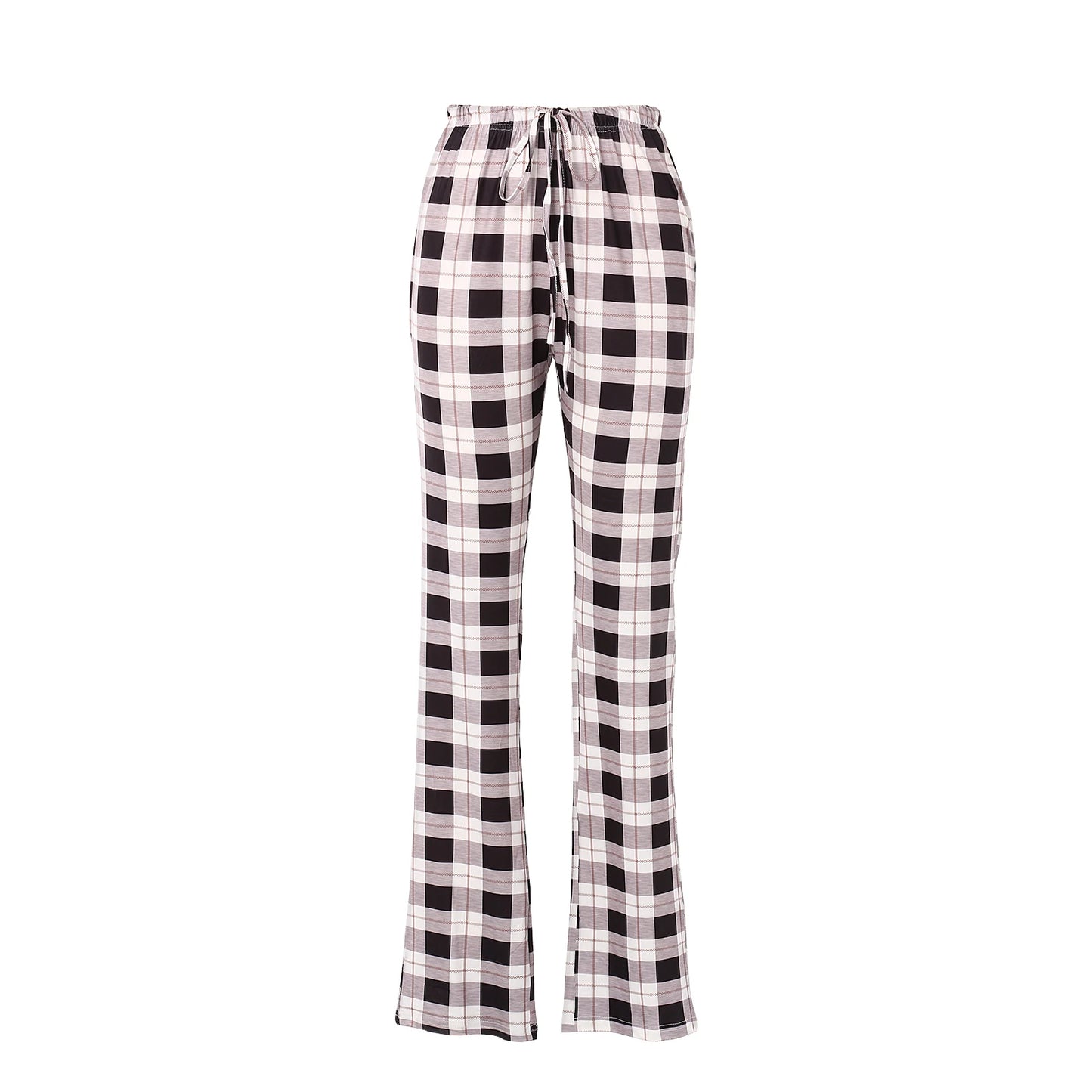 Women s Stylish High Waisted Joggers with Drawstring Waist Checkered Pattern Loose Fit Athletic Sweatpants for Yoga and Running