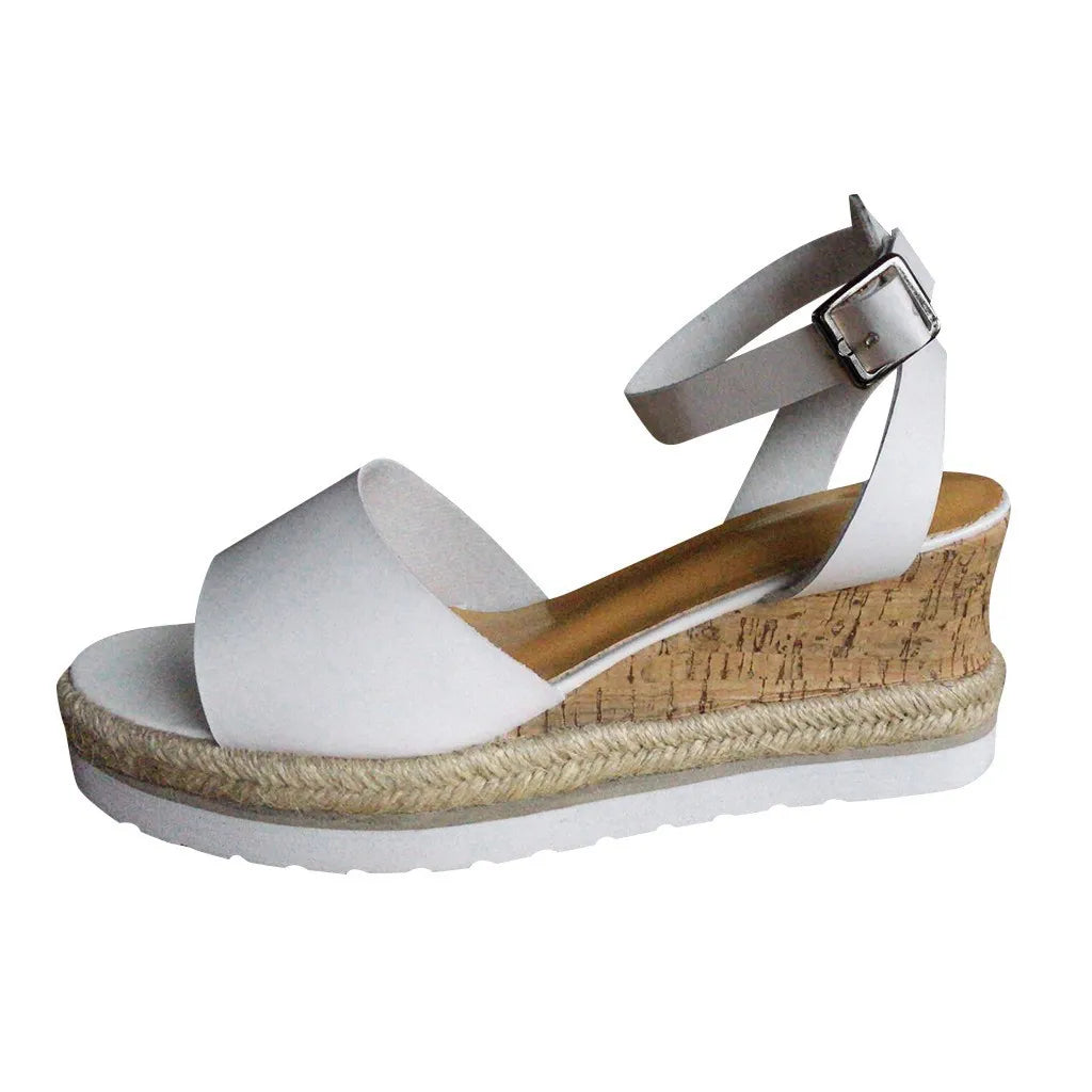Slip On Shoes For Women Sandals Wedges Sandals Retro Roman Women's Ladies Women's  Shoes Straps Dress Heeled Sandals