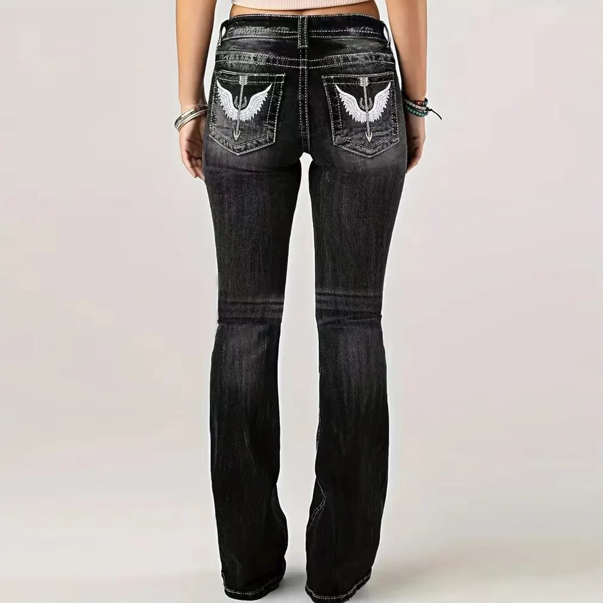 Women's Denim flared pants European and American style casual jeans suitable for daily travel