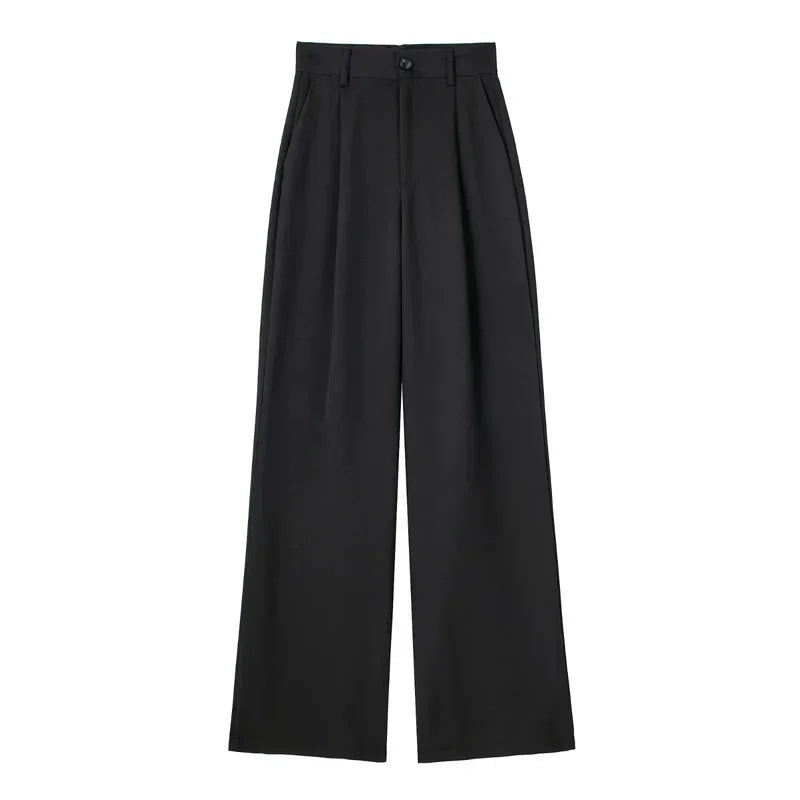 Women's Formal Pants Office Wear Women Striped Grey Black Cream Pants Woman High Waist Suit Pants Casual Wide Leg Trousers