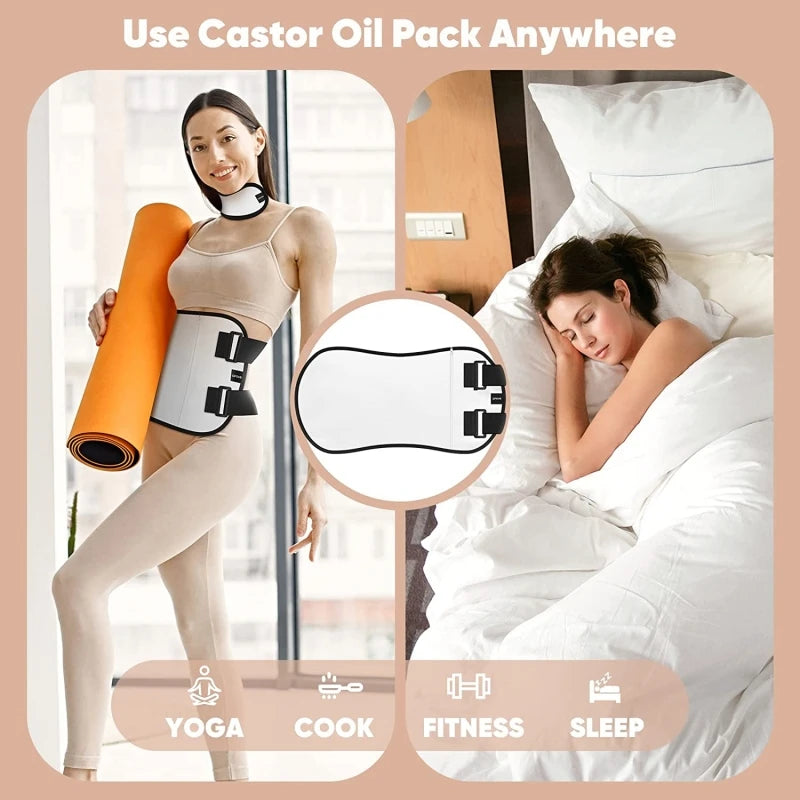 Castor Oil Waist Pack Wrap With Neck Wrap Reusable  Organic Cotton Flannel Pack Wrap For Liver Detox