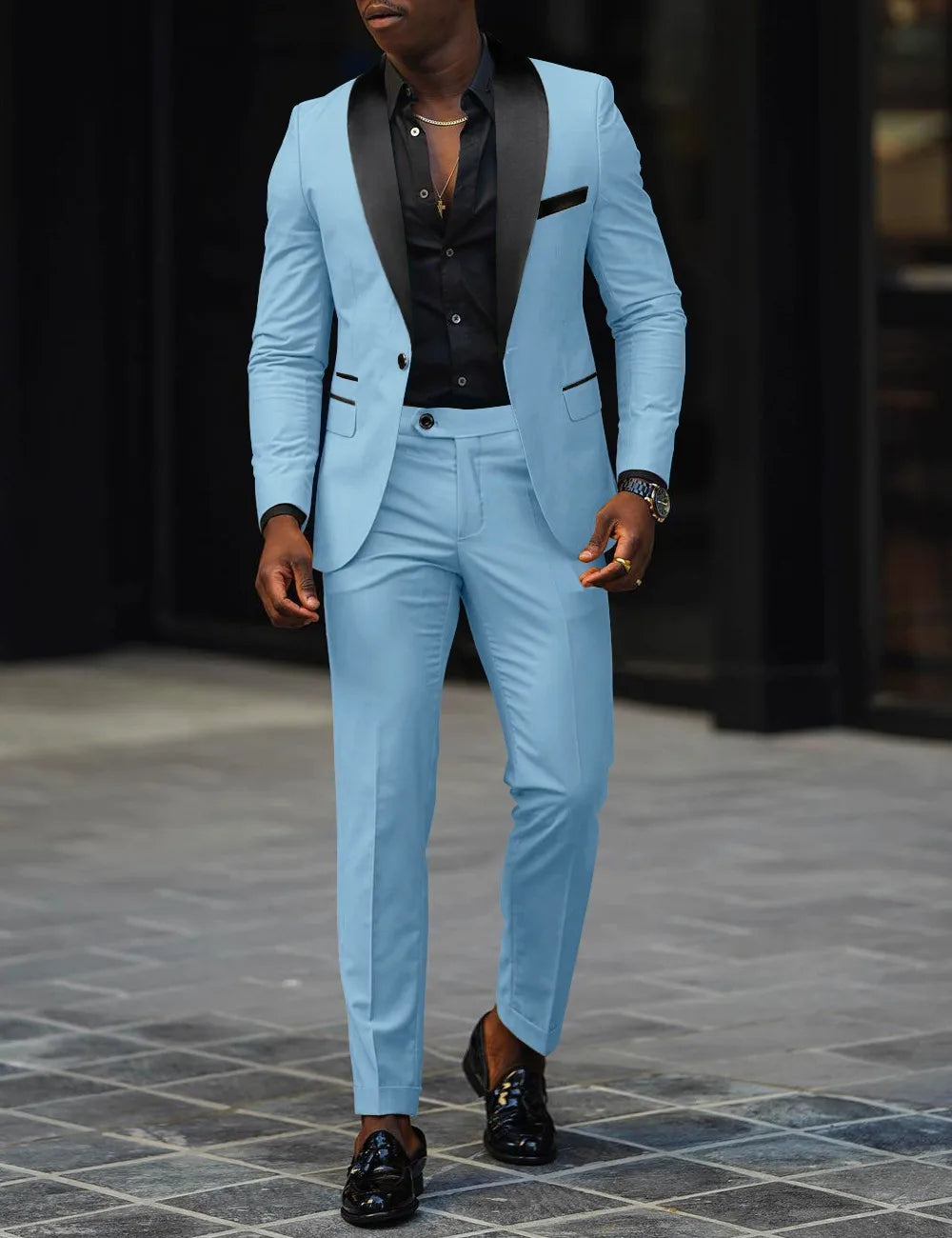 Men's Fashion Business Casual Two-piece, Comfortable and Breathable Slim-fit Side Slit Single-button Suit Jacket+trousers
