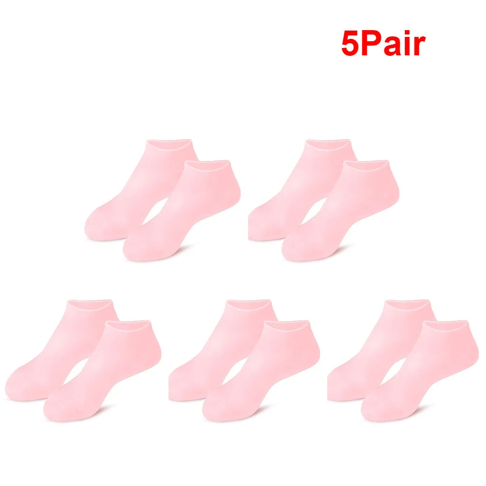 1-5 Pair Silicone Moisturizing Foot Socks for Dry Cracked Feet