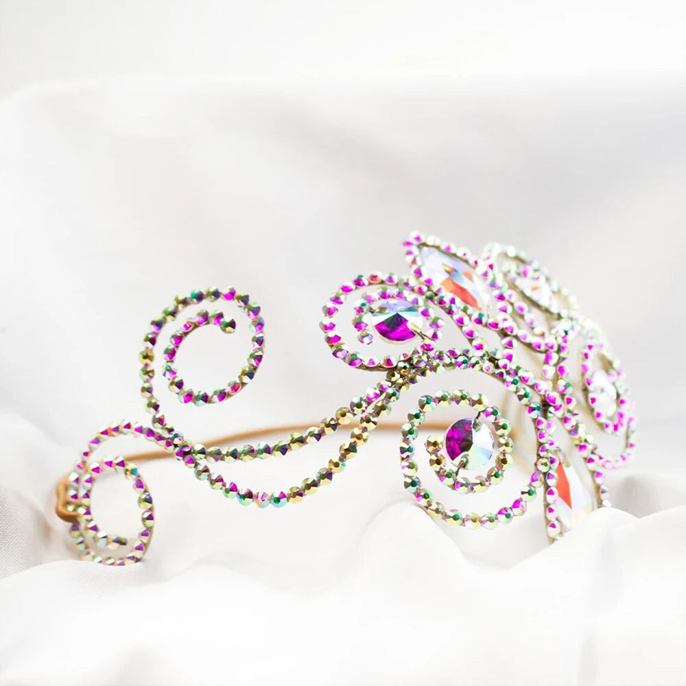 Colorful Flower Forehead Chain Headwear Jewelry  Rhinestone Headpiece
