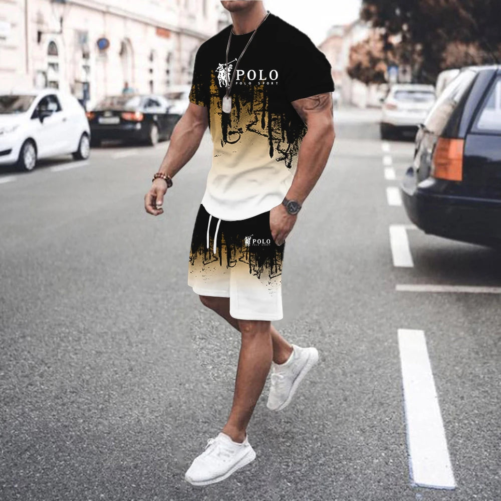 Summer Men's Casual Suit Street Fashion Loose and Comfortable T-Shirt Outdoor Sports Running Shorts Novel
