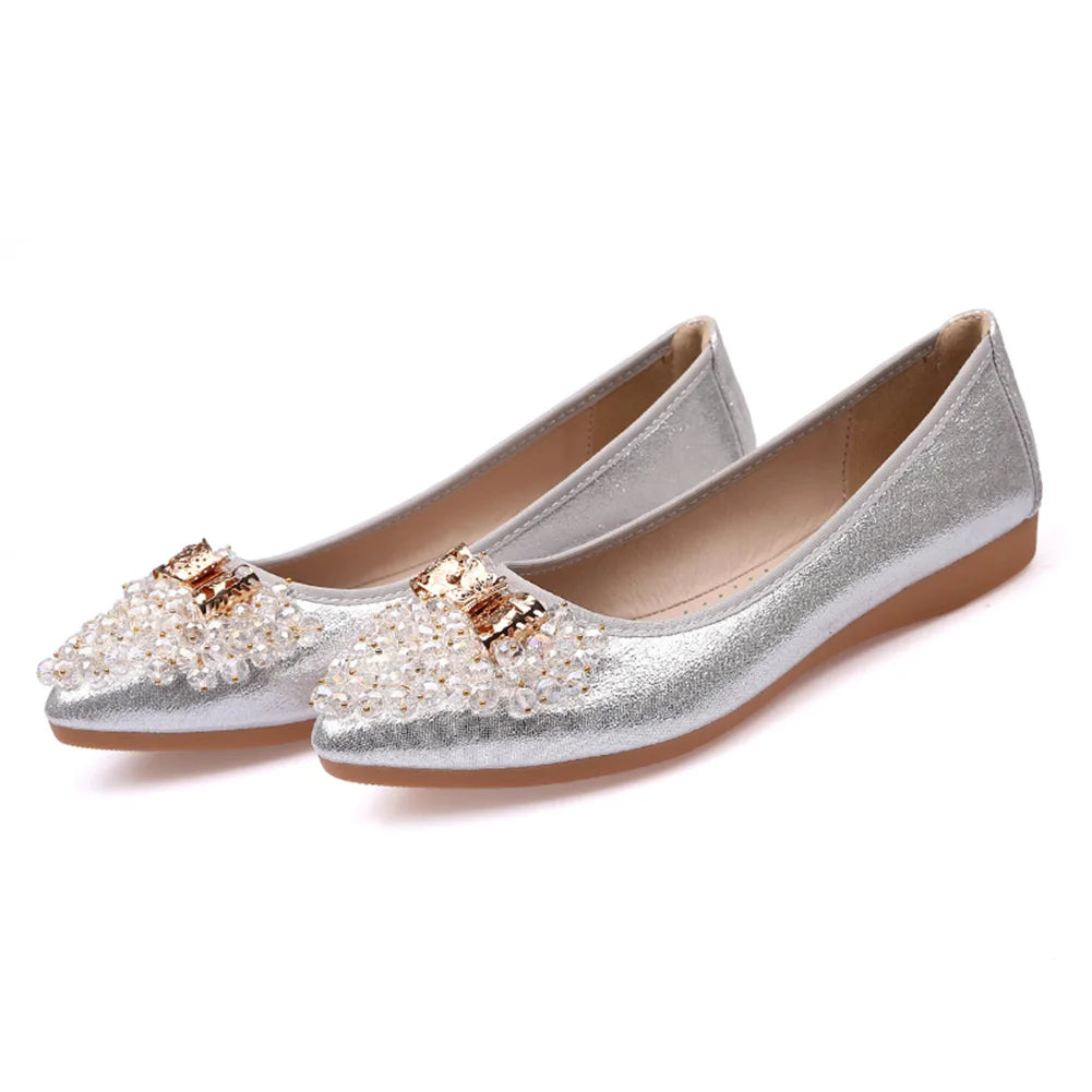 Ballet Flats Anti-Slip Bling Pointed Shoes Rhinestone Comfort Walking Flat Shoes
