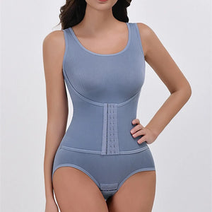 Bodysuit Shapewear With Zipper Belt Women Tummy Control Body Shaper Waist Trainer Slimming Cincher Corset Tops