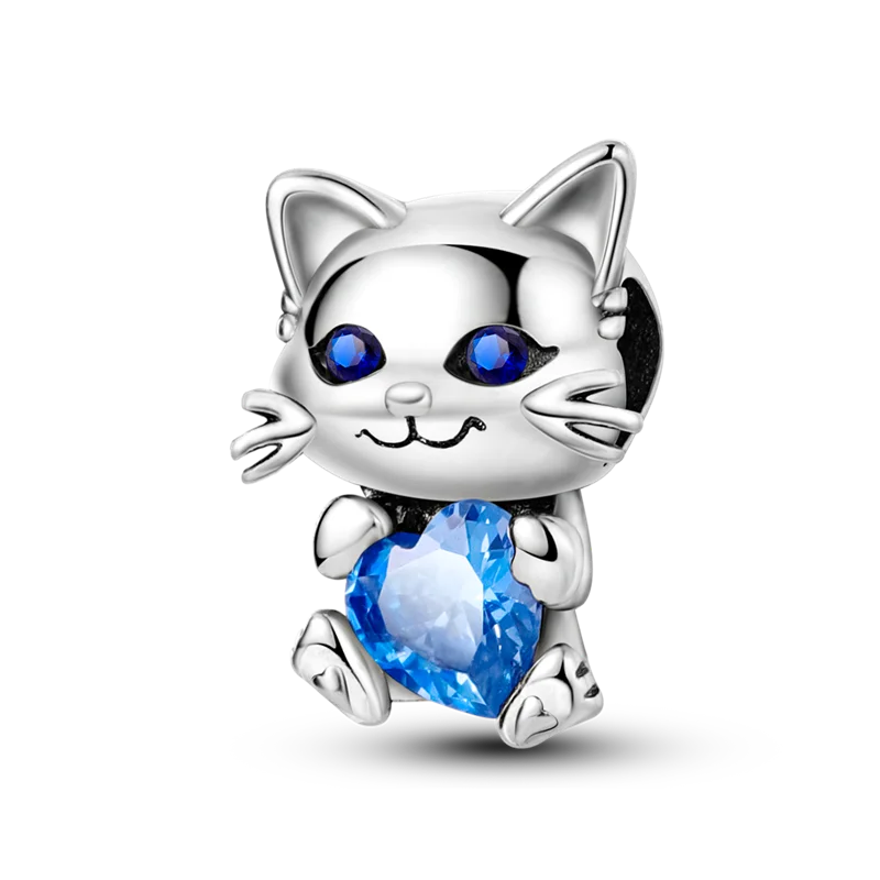 Fit Pandora Original Bracelet 925 Sterling Silver Cute Cat and Puppy Series  Charm