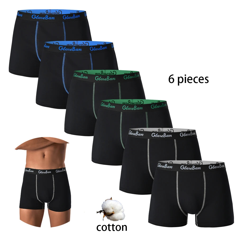 6pcs pack Black Boxer Shorts Men Underwear Soft Breathable Male Underpants for Men Homme Boxershorts