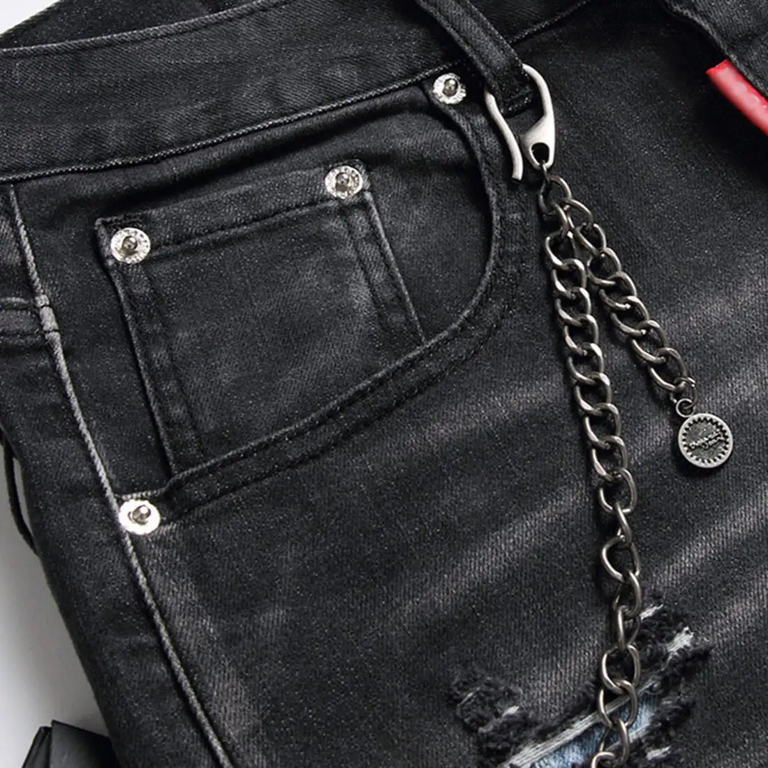 Summer  Thin Denim Shorts, Straight Slim Fit, Casual Fashion Brand, Five Point Perforated Middle Pants