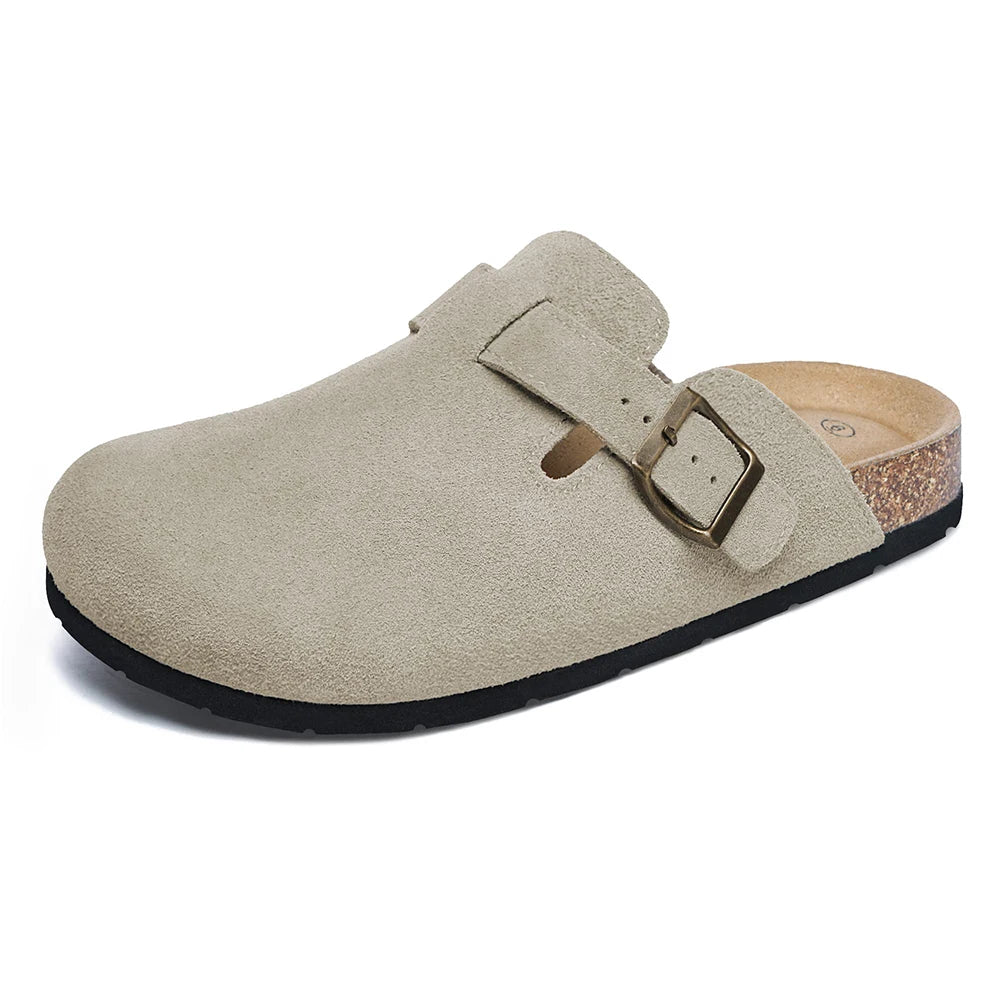 Women's Suede Clogs Shoes Adjustable Buckle Slip Casual Fashion Footbed Home Clog