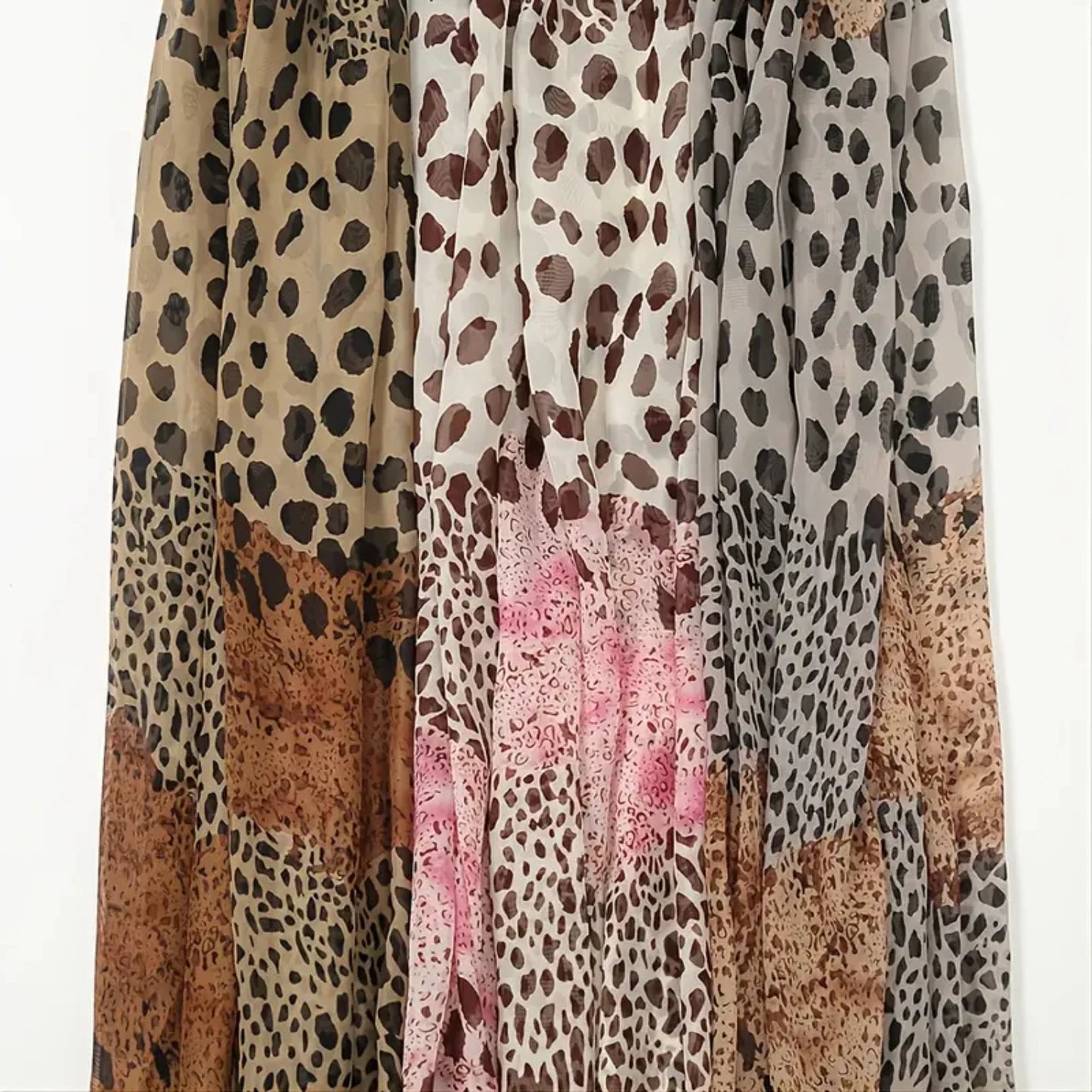 Fashion Leopard Print Splicing Thin Chiffon Scarf