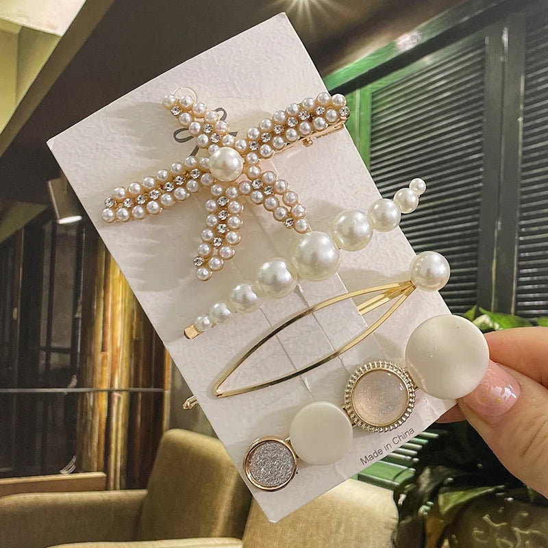 Simulated Pearl Hair Clips For Women Hairpins Geometric Hair Barrettes Fashion Hairgrip Hair Accessories