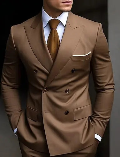 Double Breasted Men's Suits Six-buttons 2 Piece Set Blazer Pant Custom Made Wedding Tuxedos Male Prom Party Suits