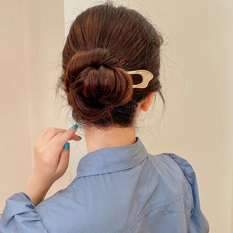Fashion Luxury Elegant Shell Enamel Hairpin for Women Metal U Shape Hair Stick Hair wear Accessories Jewelry