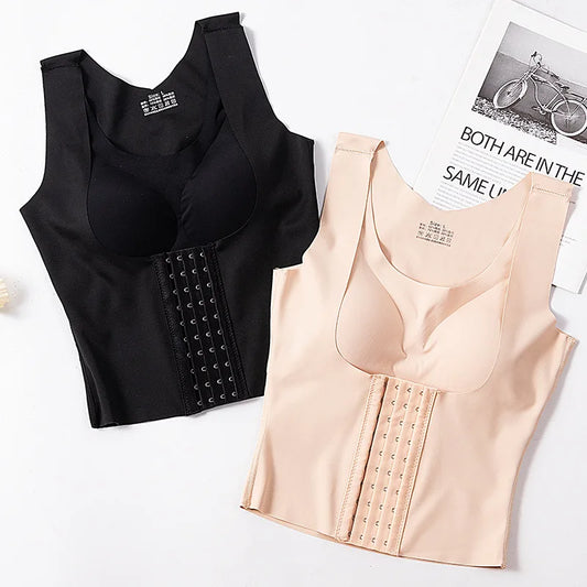 Women's 3 In 1 Waist Button Bra Styling  Posture Corrector Weight Loss Cross Back Underwear Belly