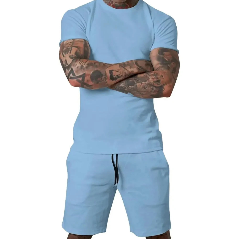 Boutique men's shorts suit 2 piece clothing fashion summer casual sportswear and shorts suit