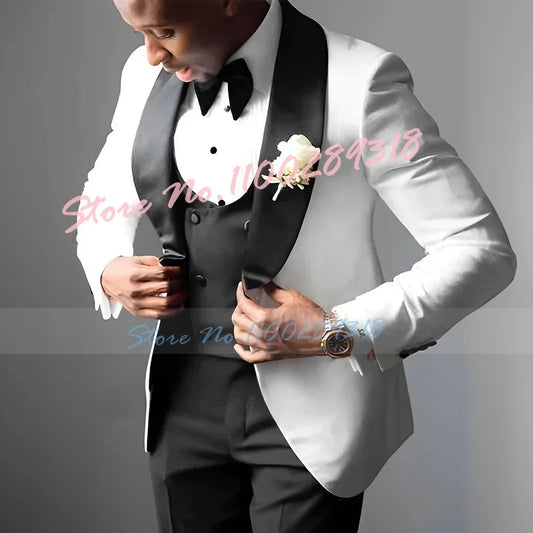 Men's Wedding Tuxedo Elegant Men's Suit Jacket Pants Vest 3-piece Set Wedding Suits for Men