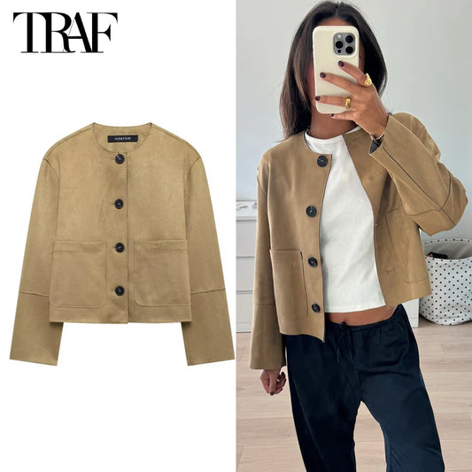Suede Jacket Women Varsity Bomber Jackets for Women Coats and Jackets Woman Long Sleeve Women's Winter Jacket