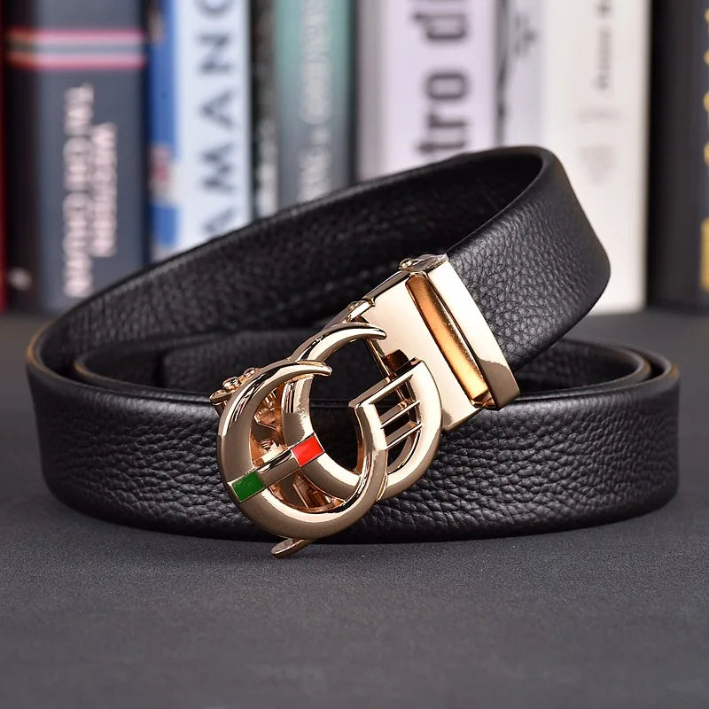 Designer fashion automatic buckle jeans high-quality material belt
