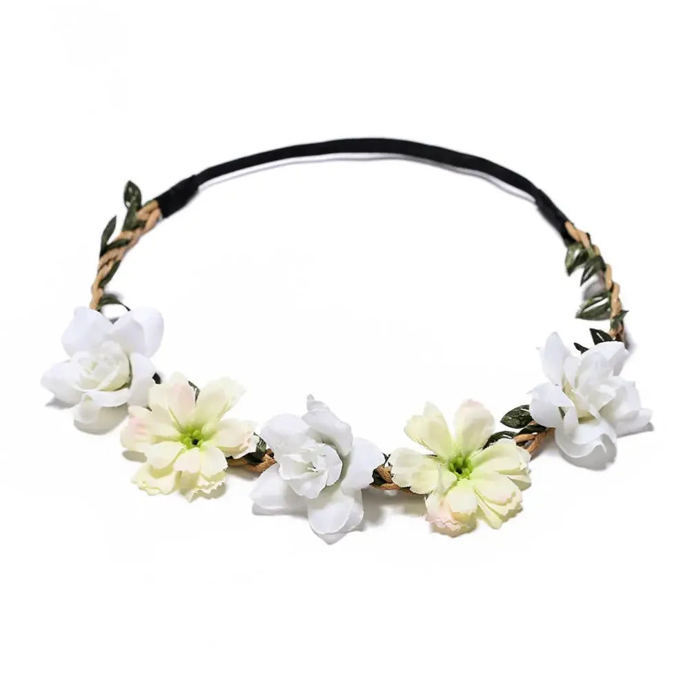 Flower Crown Hairband Rope Floral Headband Garland  Wreath Elastic Hair Accessories  Headpiece