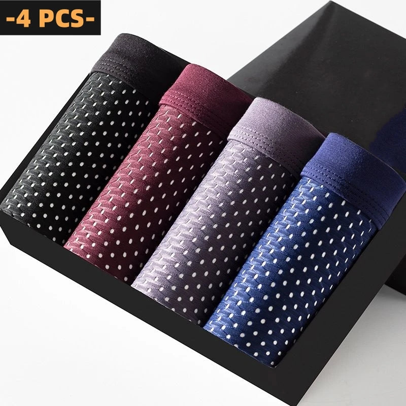 4 PCS/Lot Men's Ice Silk Underpants Breathable Summer Man Shorts Boxers Underwear Bamboo