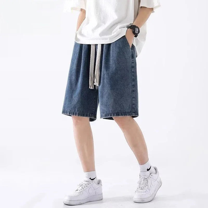 Loose Fit Denim Shorts  Summer Fashion  Casual Straight Leg Five Quarter Pants High Street Wide Leg Baggy Pants