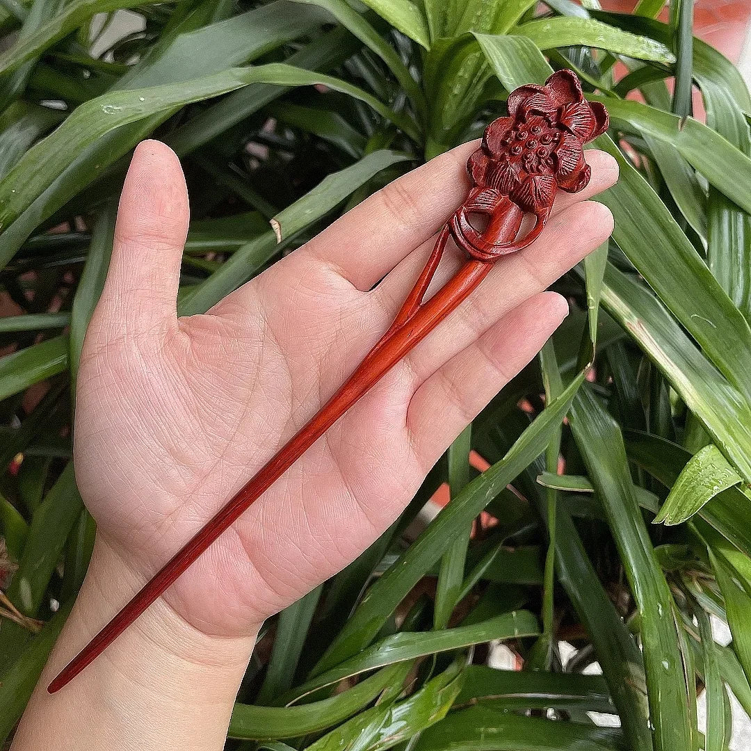 Chinese Retro Style Peach Wood Handmade Carved Hairpin Hollow Out Hair Stick Hairpin Women Hair Styling Tools Hair Accessories