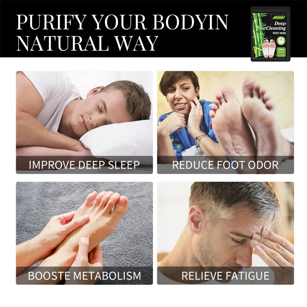 10pcs/Bag Foot Pads Detoxifying All-natural Bamboo Foot Detoxifying Deep Cleansing