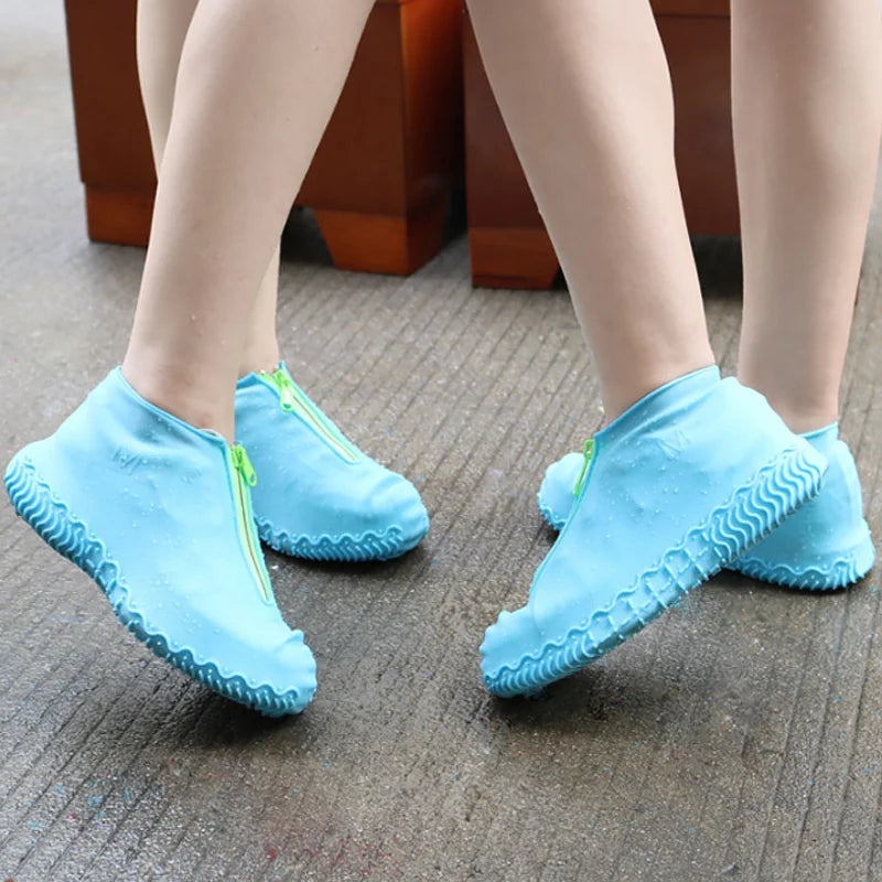 Waterproof Zipper Silicone Shoe Cover Rain Boots Unisex Outdoor Solid Non-Slip Wear-Resistant Reusable Shoe Cover