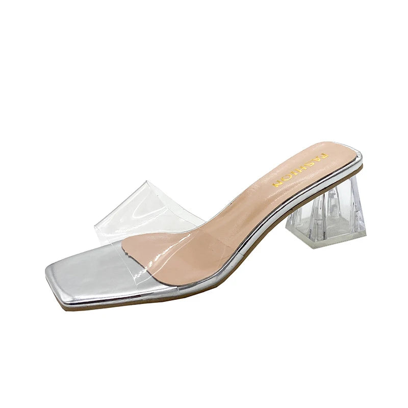 High Heel Sandals Summer Casual Shoes Square Heel Open Toe Ankle Strap