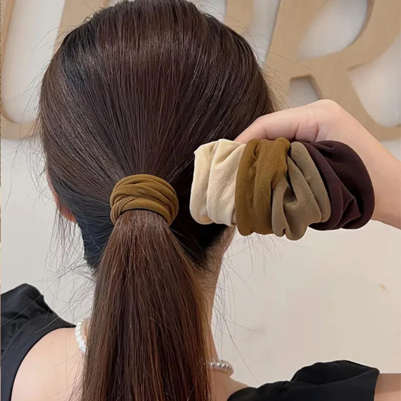 4 Set Solid Widen Thicken Hair Band Ropes Women Ponytail Holder Hair Tie Scrunchies Rubber Bands