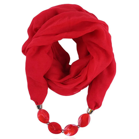 Elegant Women Necklace Scarf with Ethnic Style Pendant Soft Cotton Linen Design for Versatile Fashion Accessory
