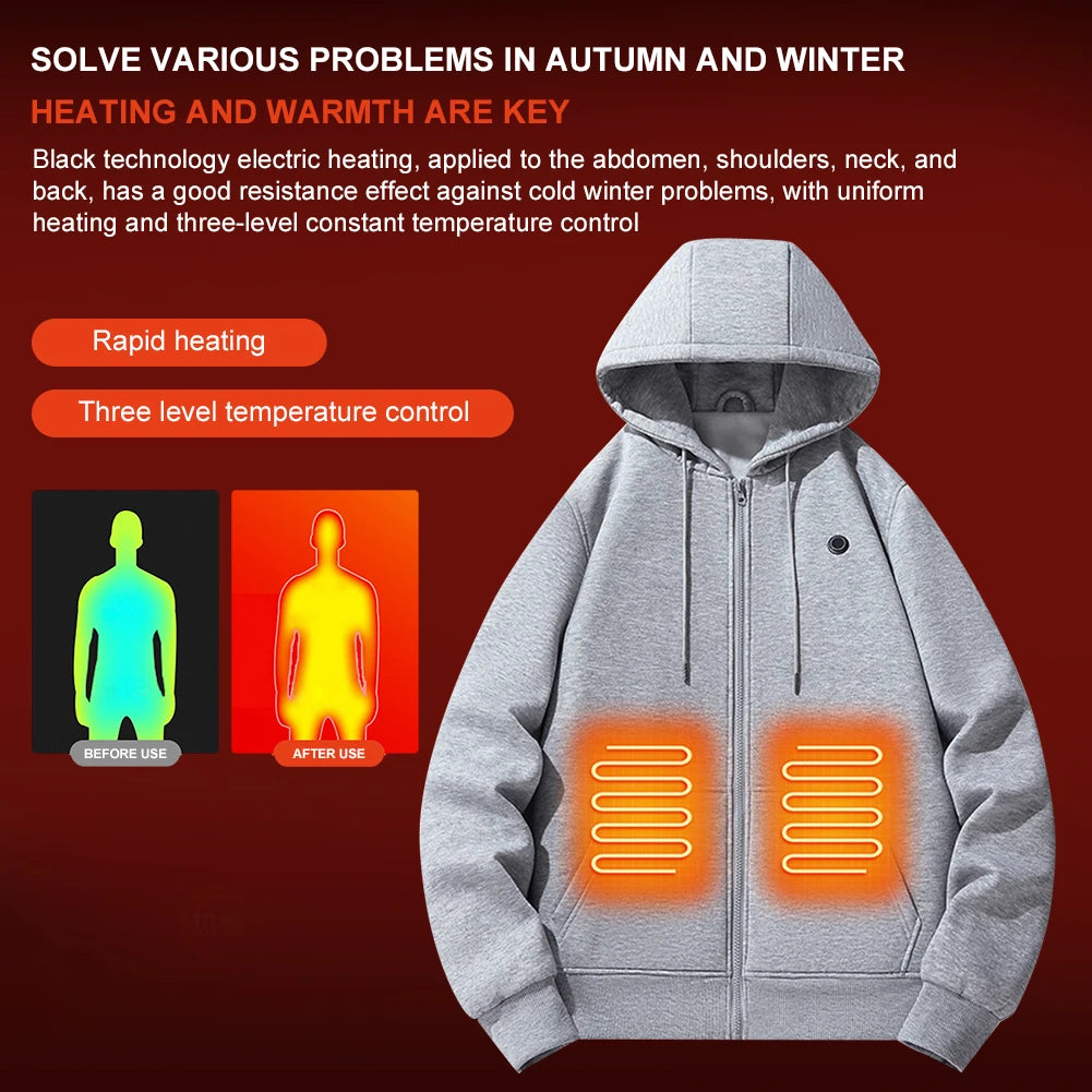 Outdoor Electric USB Heating Sweaters Hoodies for Men and Women Winter Warm Heated Clothes