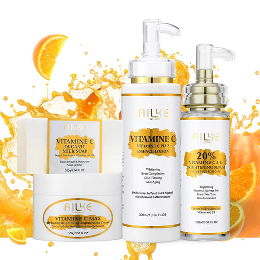 Vitamin C Skin Care Kit, With Lightening Body Lotion, Even Skin Tone Cream, Whitening Serum, Brightening Soap