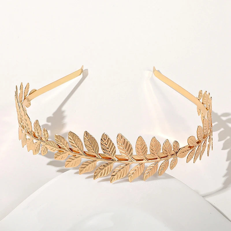 Gold Color Leaf Headband Headpiece Crown Tiara Headdress Goddess Greek Head Jewelry