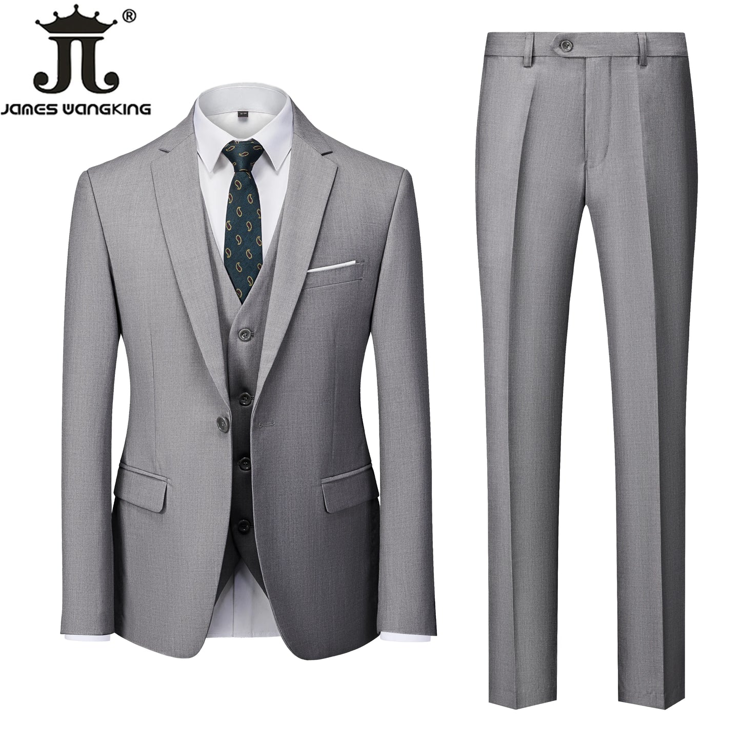 Jacket + Vest + Pants  Boutique Solid Color Men's Official Business Suit Bride's Wedding Dress Party Male Suit