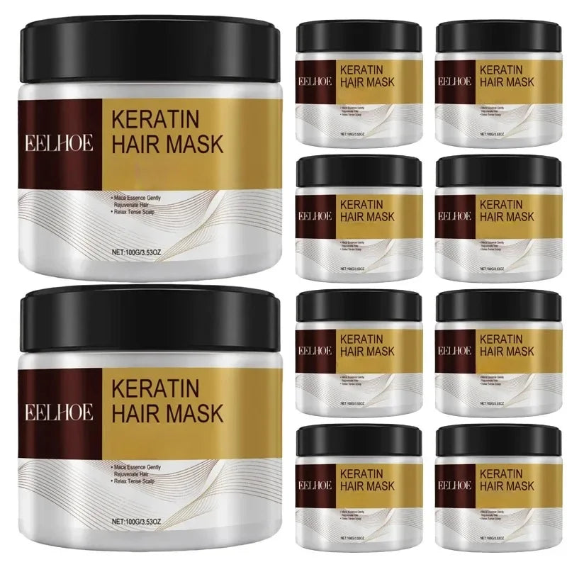 Keratin Hair Mask Deep Nourish Smooths Repair Damaged Hair Treatment Argan Oil Collagen Essence for All Hair Types