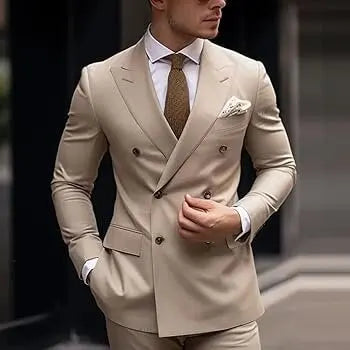 Double Breasted Men's Suits Six-buttons 2 Piece Set Blazer Pant Custom Made Wedding Tuxedos Male Prom Party Suits