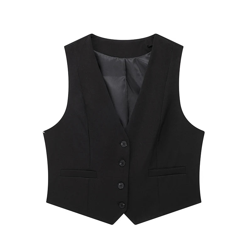 Women's Fashion Solid Single Breasted Waistcoats Vest Vintage Sleeveless Jackets Female Chic Lady Tank Tops