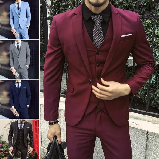 Men Blazer 3Piece Set Wedding Formal Elegant Business Luxury Full Vest Pants Coats Classic Jackets Suit Coat Blazers Trousers