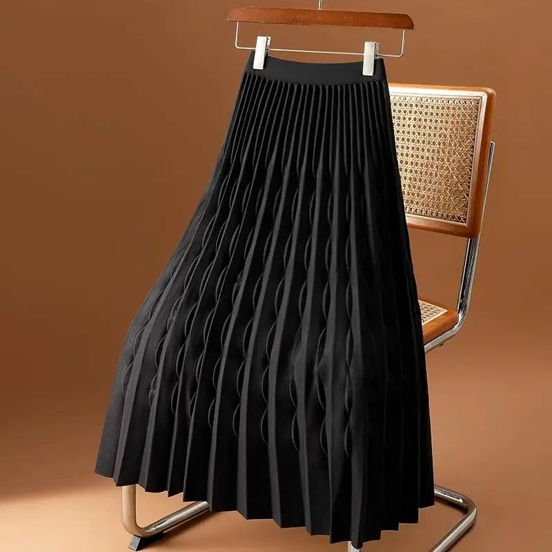 High Waist Loose Pleated  A-Line Skirt
