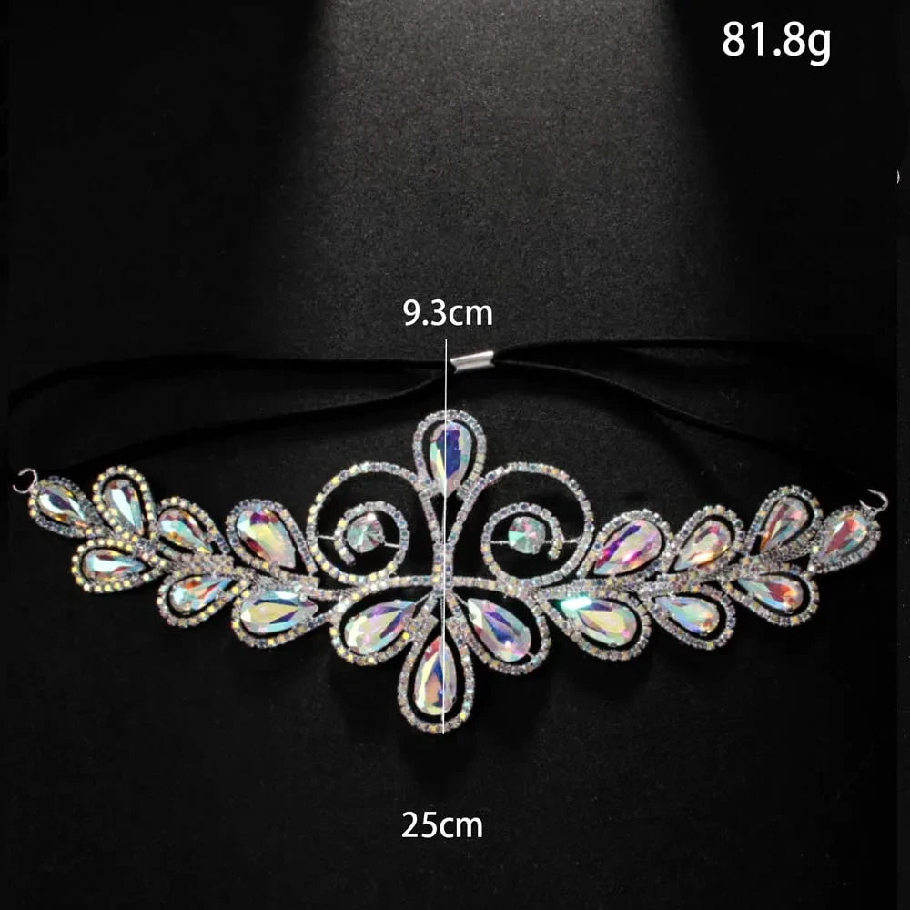 Belly Dance Crystal Headpiece Ballroom Hair Jewelry Colorful Rhinestone Forehead Headband