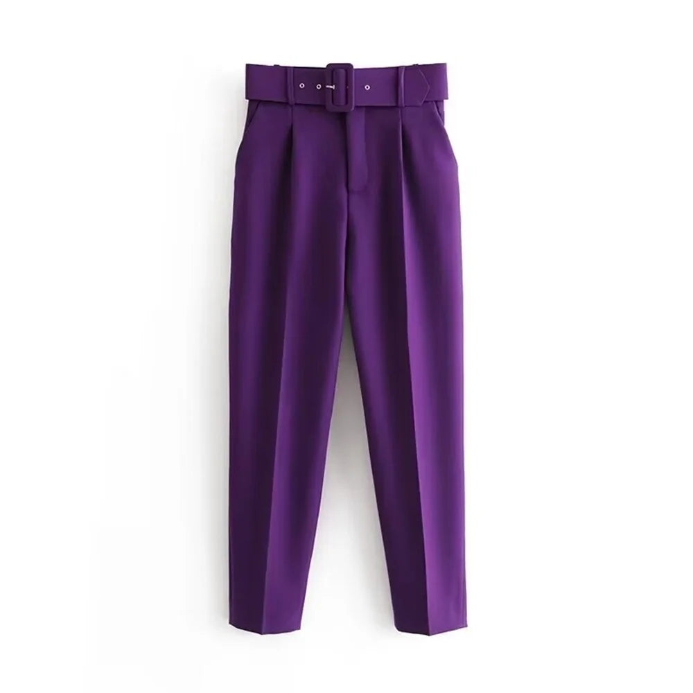 Casual Women's Wear Simple Fashion Solid Color Suit Top Straight Pants Set Two Piece Set Blazer Pants